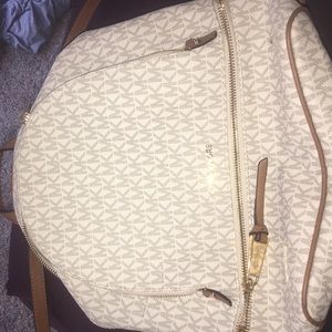 Michael Kors White Leather Backpack
